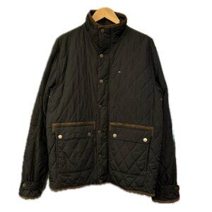 Tommy Hilfiger Vintage Diamond Quilted Barn Chore Jacket (Navy Blue/Brown)